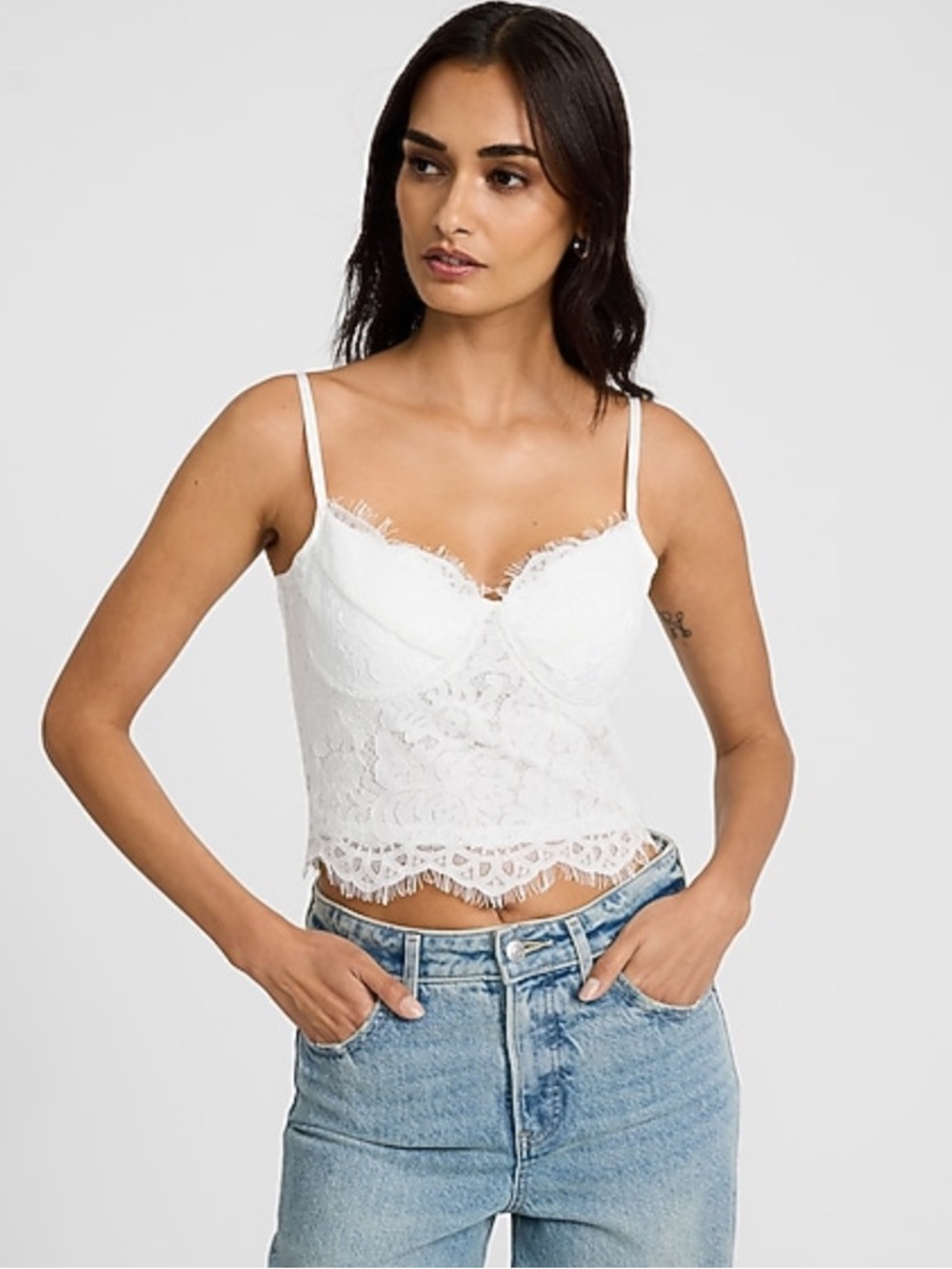 Express Lace Bustier Cropped Cami